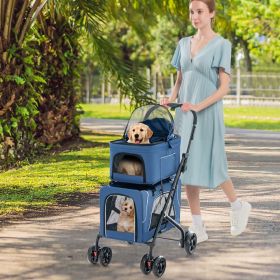 Double Pet Stroller Foldable 3-in-1 Dog Stroller with 2 Detachable Carriers Double Pet Stroller Foldable 3-in-1 Dog Stroller with 2 Detachable Carriers